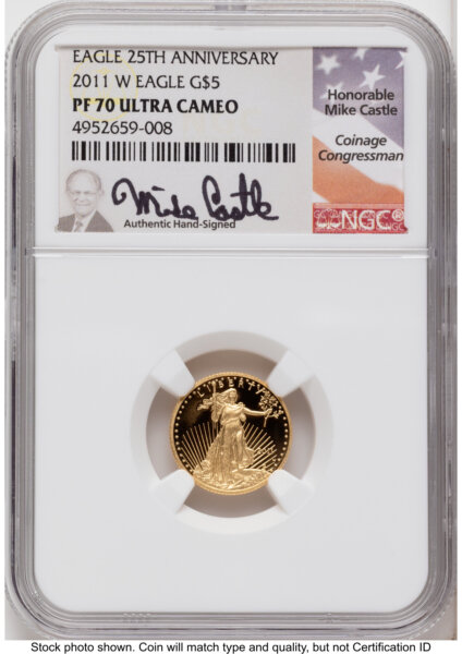 2011-W Proof Gold Eagle 1.85 oz Mike Castle 70 NGC
