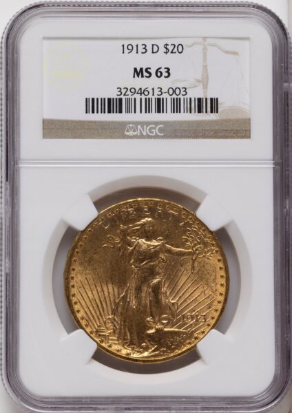 1913-D $20 63 NGC