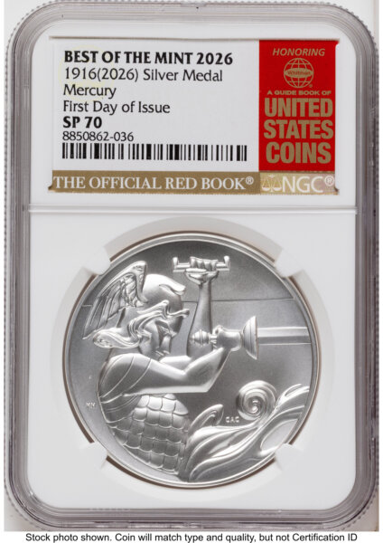 2026 Best of the Mint 1916 Mercury Silver Medal 1 oz FDI Red Book 70 NGC