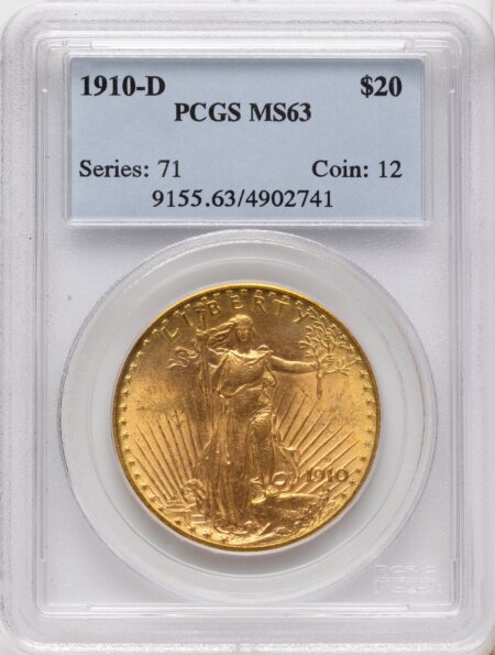 1910-D $20 63 PCGS