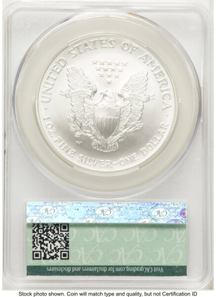 2008-W Reverse of 2007 Burnished Silver Eagle 1 oz Ron Drzewucki 70 CACG