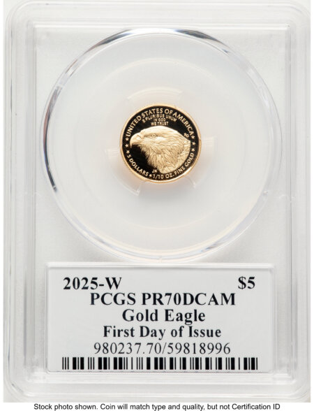 2025-W Proof Gold Eagle 1/10 oz FDI David Hall 70 PCGS