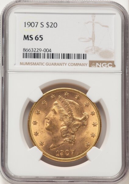 1907-S $20 65 NGC