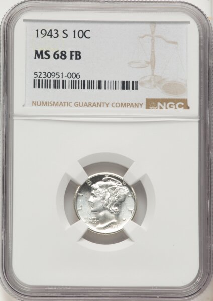 1943-S 10C, FB 68 NGC