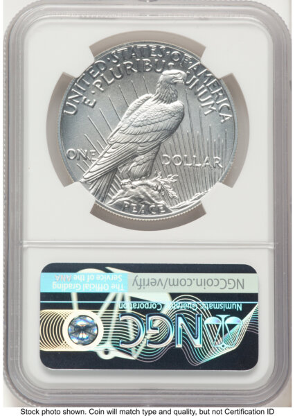 2021 S$1 Peace Dollar, MS ER Mike Castle/Miles Standish 70 NGC
