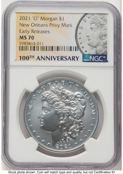 2021-O Privy S$1 Morgan Dollar, MS ER Morgan Label 70 NGC