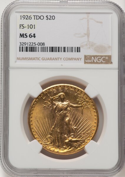 1926 $20 Tripled Die Obverse, FS-101, MS 64 NGC