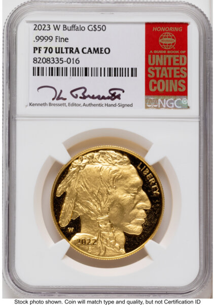 2023-W Proof Gold Buffalo 1 oz Kenneth Bressett Red Book 70 NGC