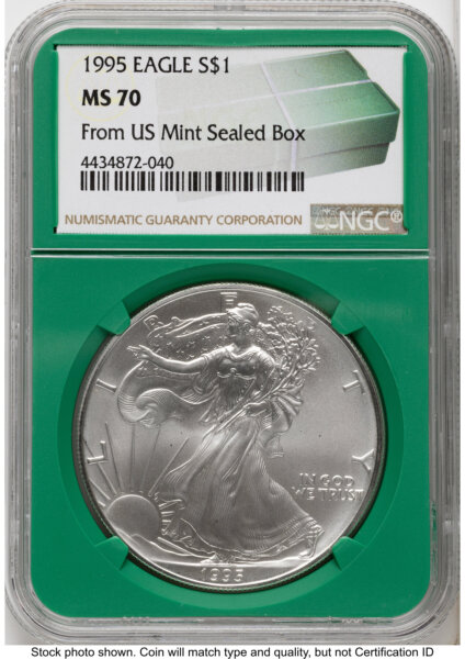 1995 Silver Eagle Monster Box From US Mint Sealed Box Green Core Label 70 NGC