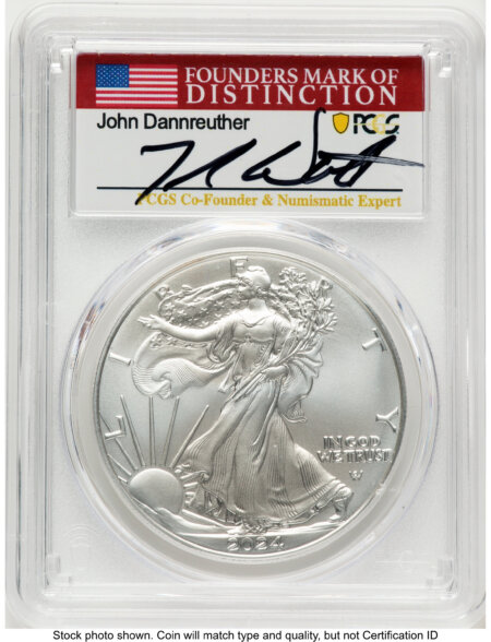 2024-W Burnished Silver Eagle 1 oz AR John Dannreuther 70 PCGS