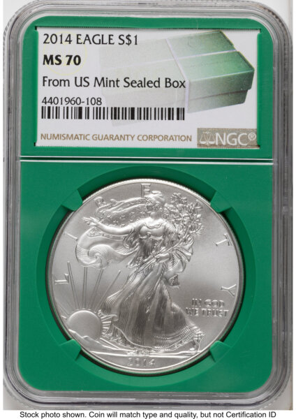 2014 Silver Eagle Monster Box From US Mint Sealed Box Green Core Label 70 NGC