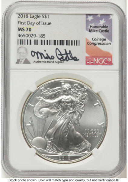 2018 Silver Eagle FDI Mike Castle 70 NGC