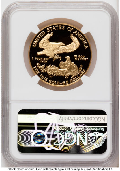 1991-W Proof Gold Eagle 1 oz Red Book 70 NGC