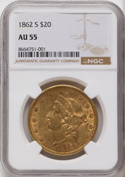 1862-S $20 55 NGC