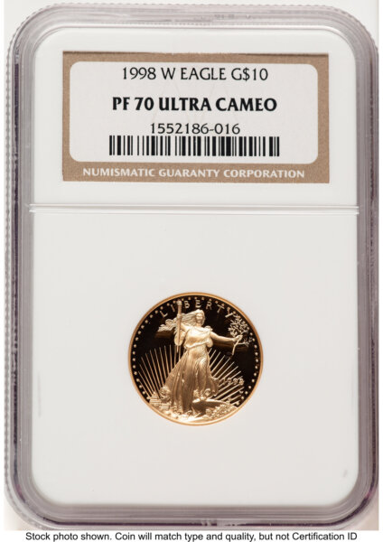 1998-W Proof Gold Eagle 1/4 oz Brown Label 70 NGC
