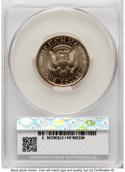 2026 Semiquincentennial President Donald J. Trump $1 (Privy Mark) America 250 Eagle with Banner Label 64 CACG