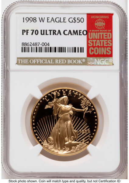 1998-W Proof Gold Eagle 1 oz Red Book 70 NGC
