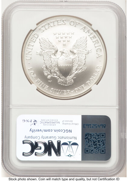 2007-W Burnished Silver Eagle 1 oz John Mercanti/Michael Gaudioso US Mint Engraver Series 70 NGC