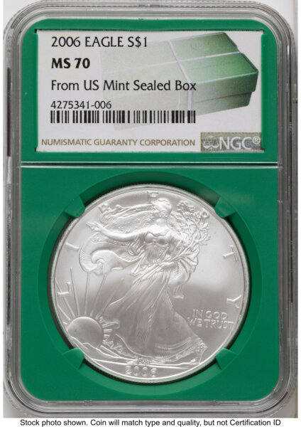 2006 Silver Eagle Monster Box From US Mint Sealed Box Green Core Label 70 NGC
