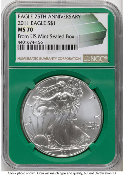 2011 Silver Eagle Monster Box From US Mint Sealed Box Green Core Label 70 NGC
