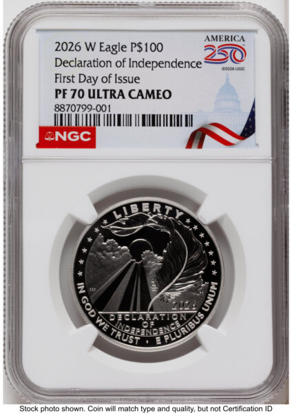 2026-W Proof Platinum Eagle 1 oz FDI America 250 Congress Building Label 70 NGC