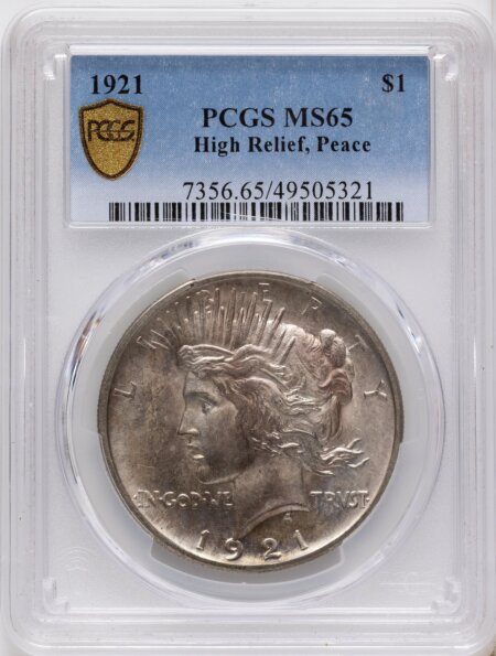 1921 S$1 Peace, MS PCGS Secure 65 PCGS