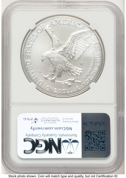 2024-W Burnished Silver Eagle 1 oz John Mercanti/Michael Gaudioso US Mint Engraver Series 70 NGC