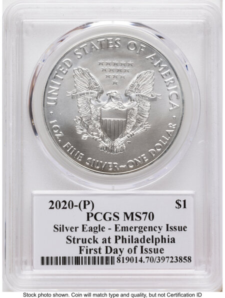 2020-(P) Silver Eagle Emergency Production FDI Jim Peed 70 PCGS
