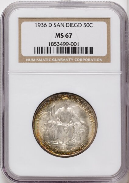 1936-D 50C San Diego, MS 67 NGC