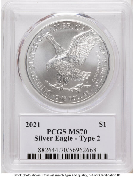 2021 Silver Eagle Type 2 Emily Damstra 70 PCGS