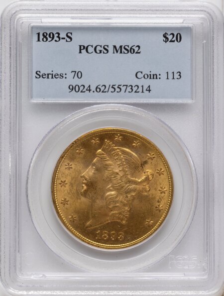 1893-S $20 62 PCGS