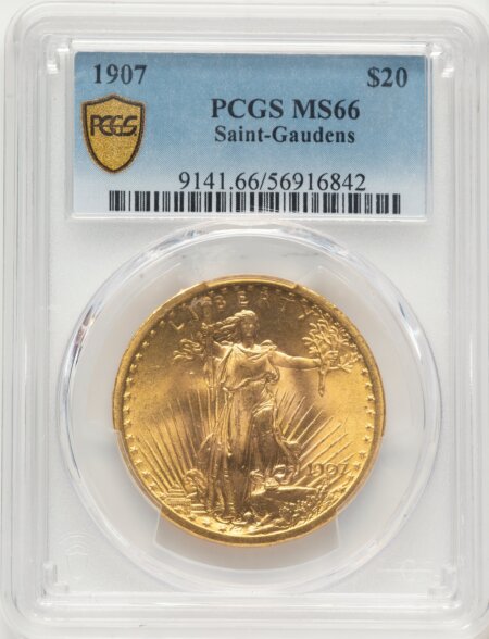 1907 $20 Saint, MS PCGS Secure 66 PCGS