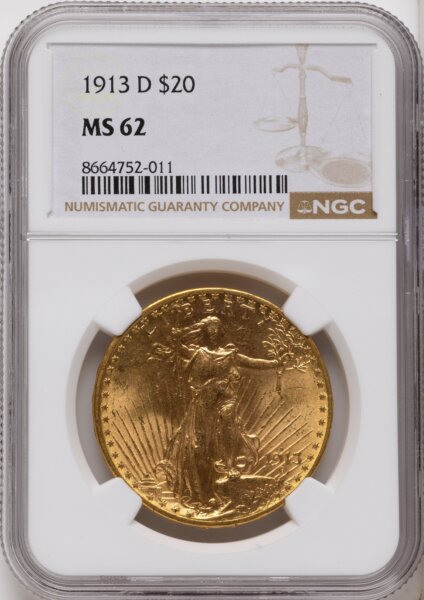 1913-D $20 62 NGC