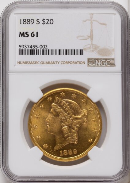 1889-S $20 Brown Label 61 NGC