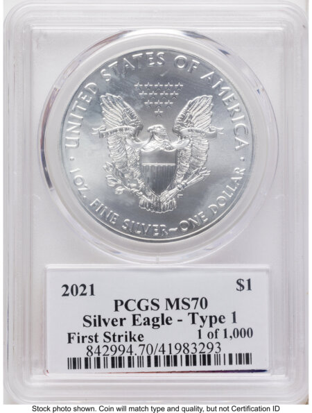 2021 Silver Eagle Type 1 FS Thomas Cleveland Eagle with Sun 70 PCGS