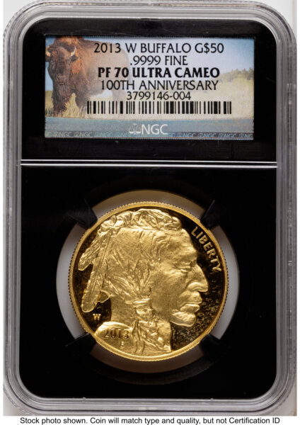 2013-W Proof Gold Buffalo 1 oz Bison Label Blk Core 70 NGC