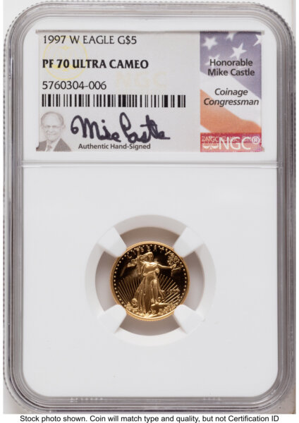 1997-W Proof Gold Eagle 1.85 oz Mike Castle 70 NGC