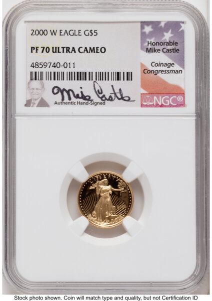 2000-W Proof Gold Eagle 1.85 oz Mike Castle 70 NGC