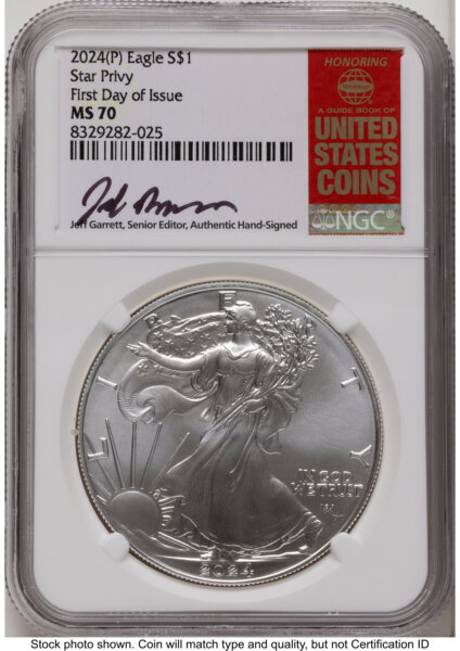 2024-(P) Silver Eagle (Privy Mark) FDI Jeff Garrett Red Book 70 NGC