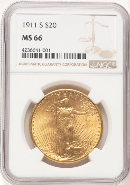1911-S $20 66 NGC
