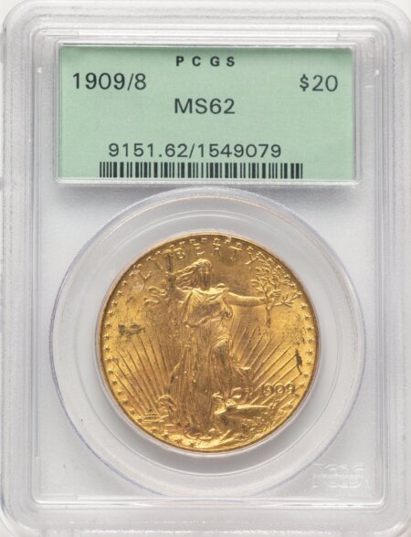 1909/8 $20 62 PCGS