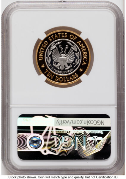 2000-W $10 Library of Congress Bi-Metallic Gold 0.2509 oz and Platinum 0.2509 oz, PR Thomas Uram 70 NGC