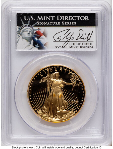 1996-W Proof Gold Eagle 1.85 oz Philip Diehl 70 PCGS