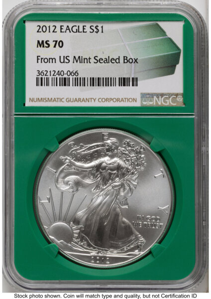 2012 Silver Eagle Monster Box From US Mint Sealed Box Green Core Label 70 NGC