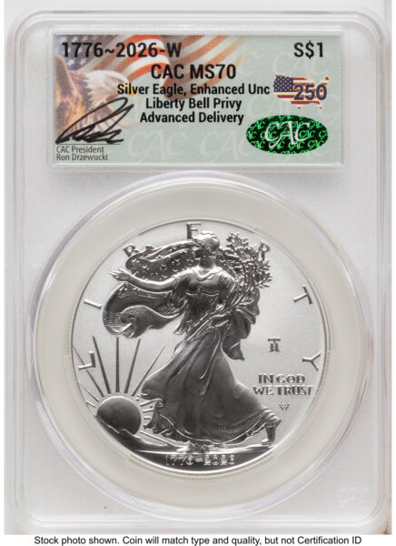 2026-W Enhanced Silver Eagle 1 oz Advanced Delivery Ron Drzewucki America 250 70 CACG