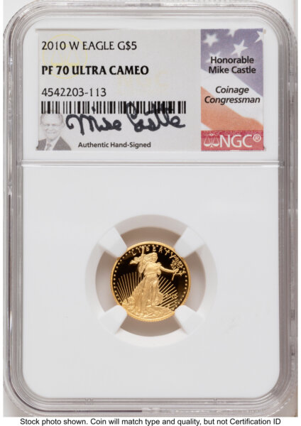 2010-W Proof Gold Eagle 1.85 oz Mike Castle 70 NGC
