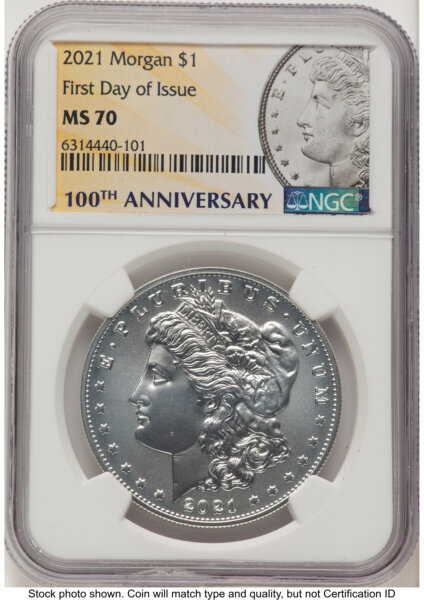 2021 S$1 Morgan Dollar, MS FDI Morgan Label 70 NGC