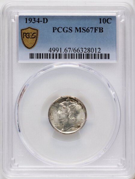 1934-D 10C, FB PCGS Secure 67 PCGS