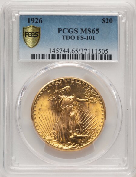 1926 $20 Tripled Die Obverse, FS-101, MS PCGS Secure 65 PCGS