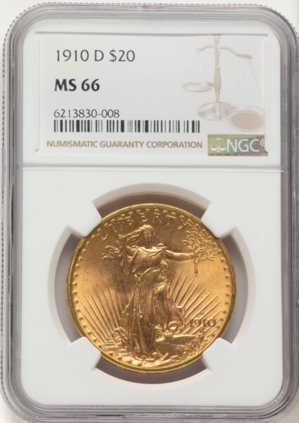1910-D $20 66 NGC